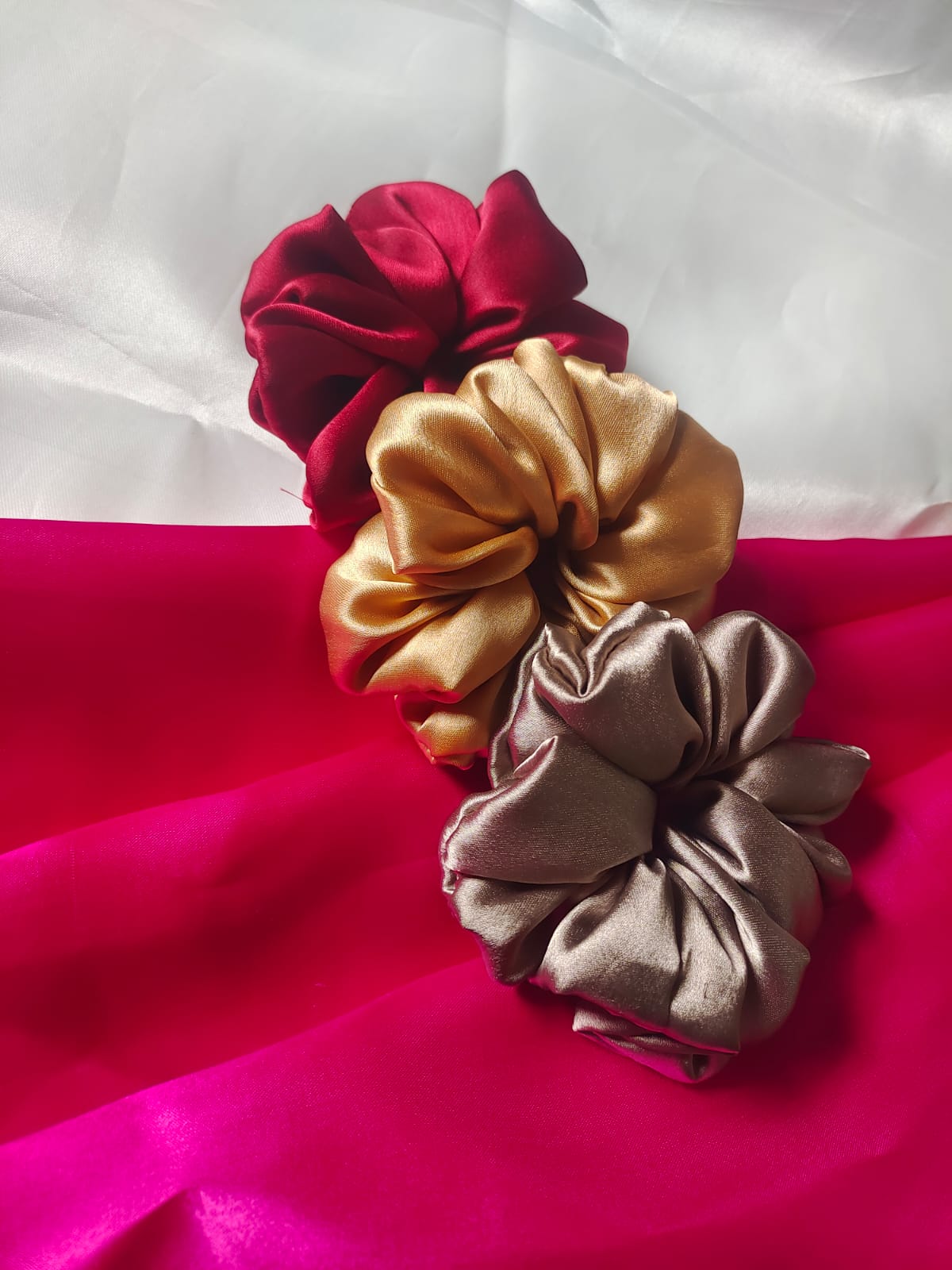 Luxe Satin Scrunchies – Set of 3