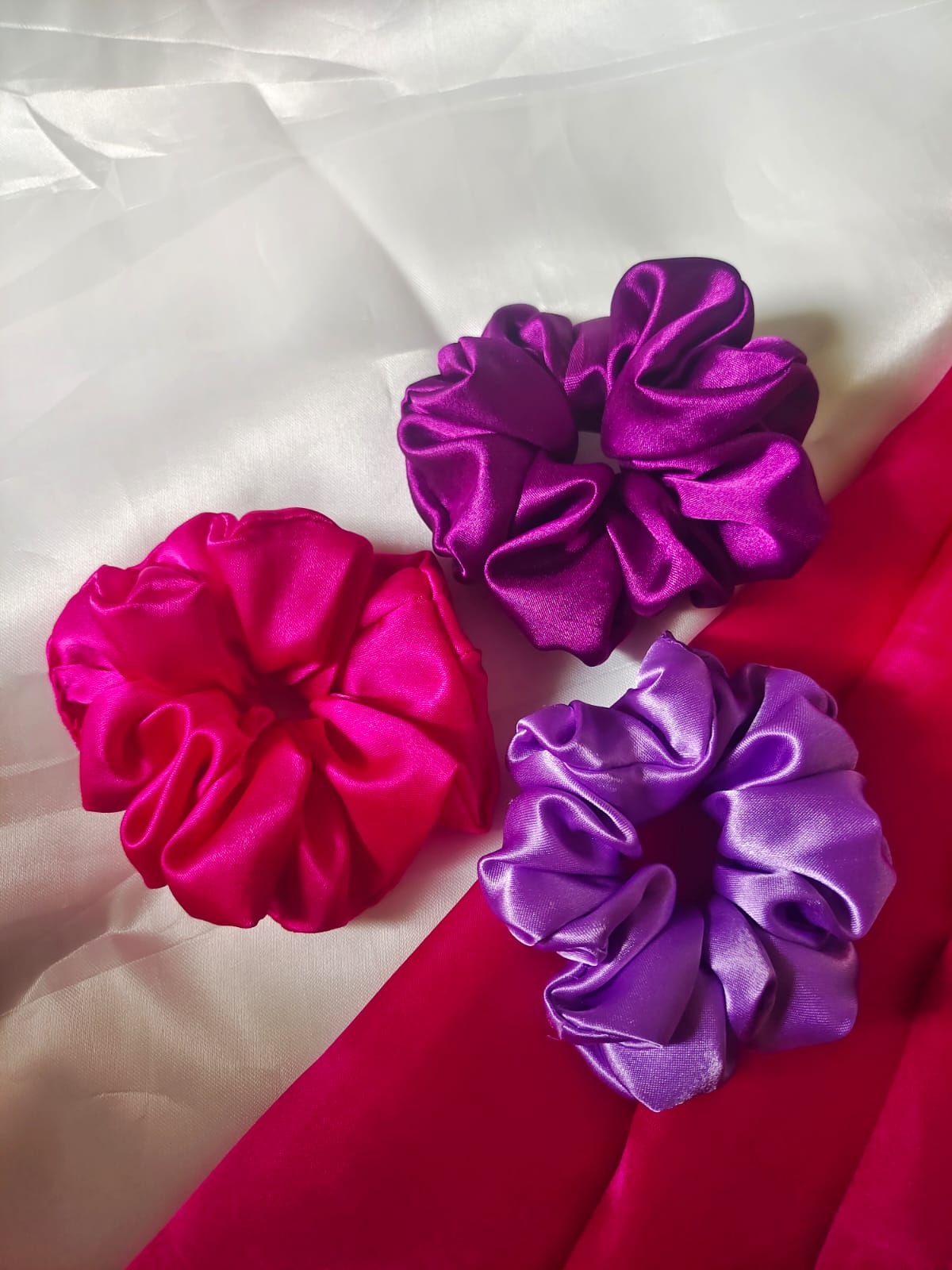 Luxe Satin Scrunchies – Set of 3