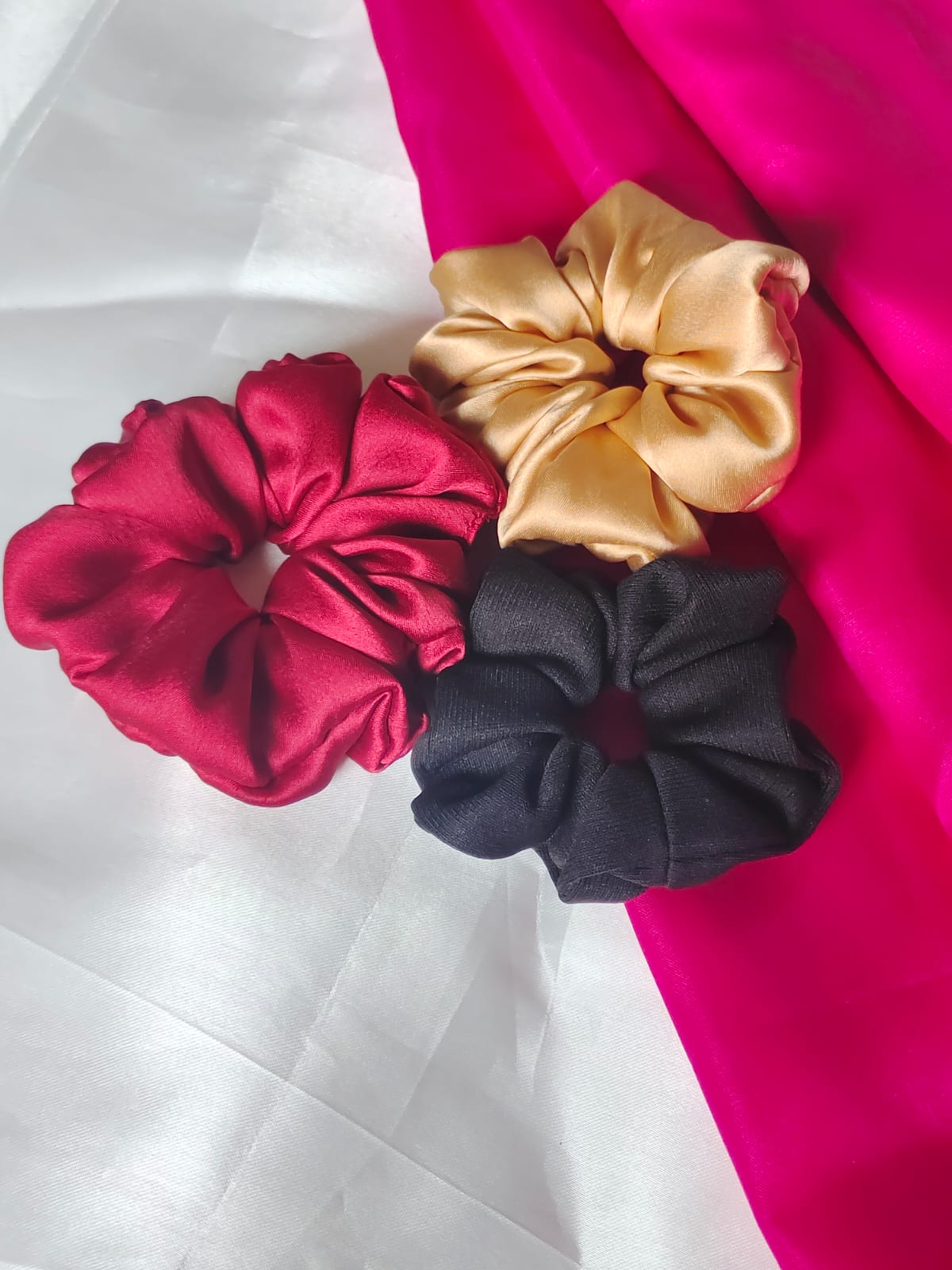 Luxe Satin Scrunchies – Set of 3